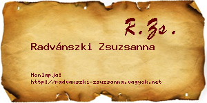 Radvánszki Zsuzsanna névjegykártya